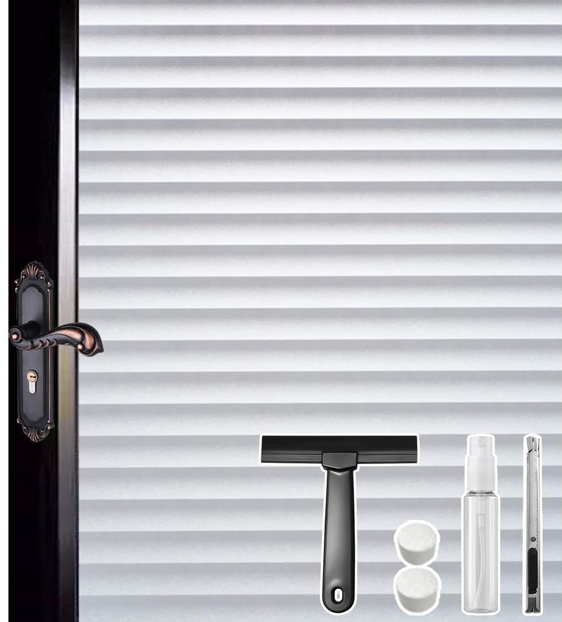 DUOFIRE Blinds Pattern Privacy Window Film Glass Film Static Cling Glass Film No Glue Anti-UV Window Sticker for Bathroom Bedroom Living Room DP040 (35.4 x 78.7 inch) - Image 1